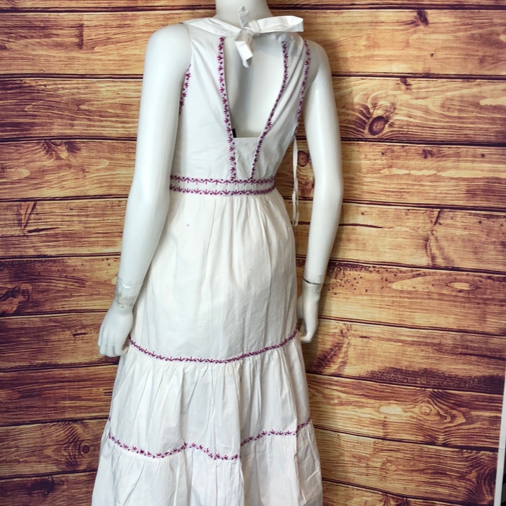 White Anthropologie Dress with Purple Embrodiery - Picture 4 of 8